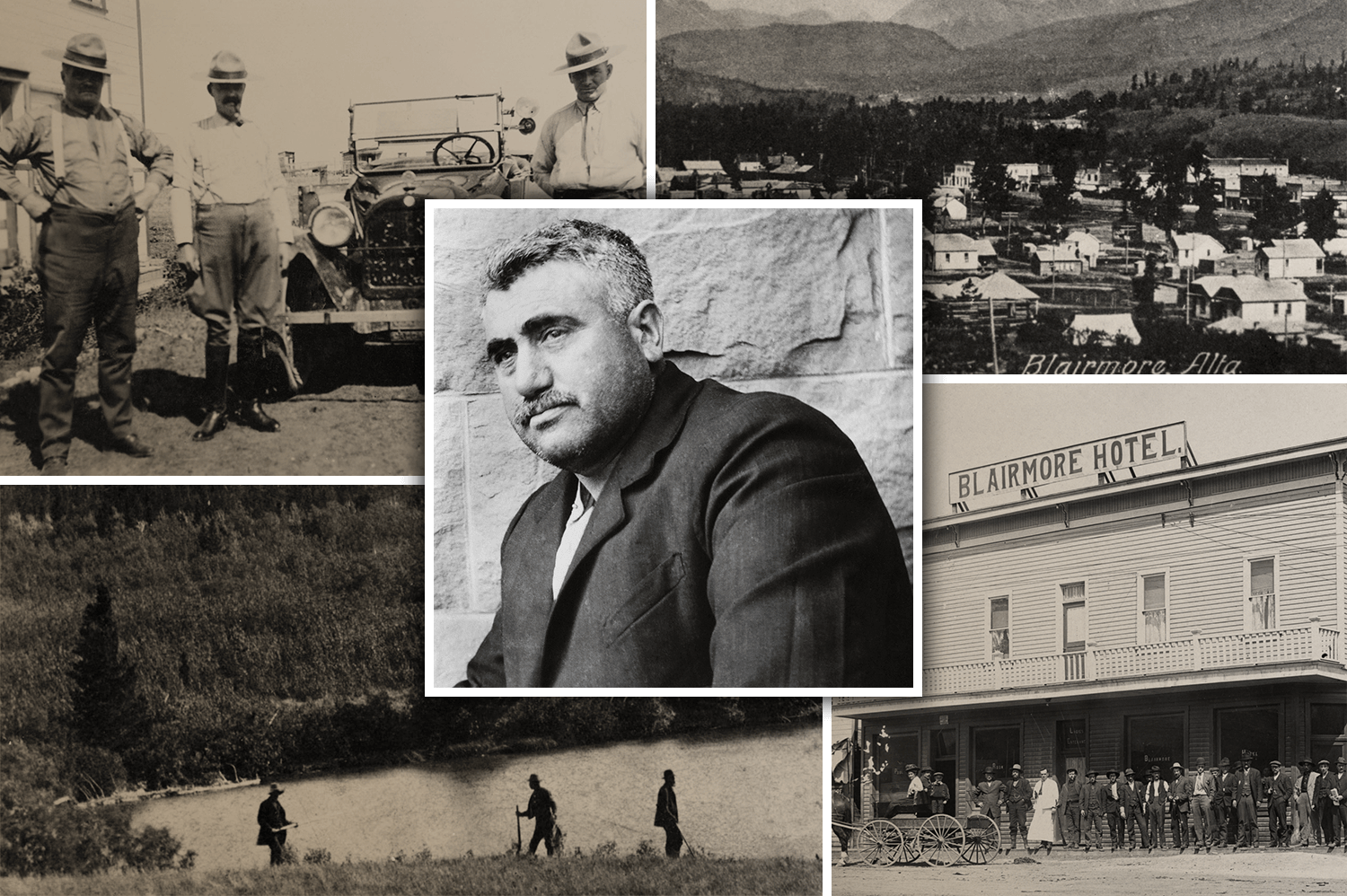 Collage of archival photos featuring Emilio Picariello.